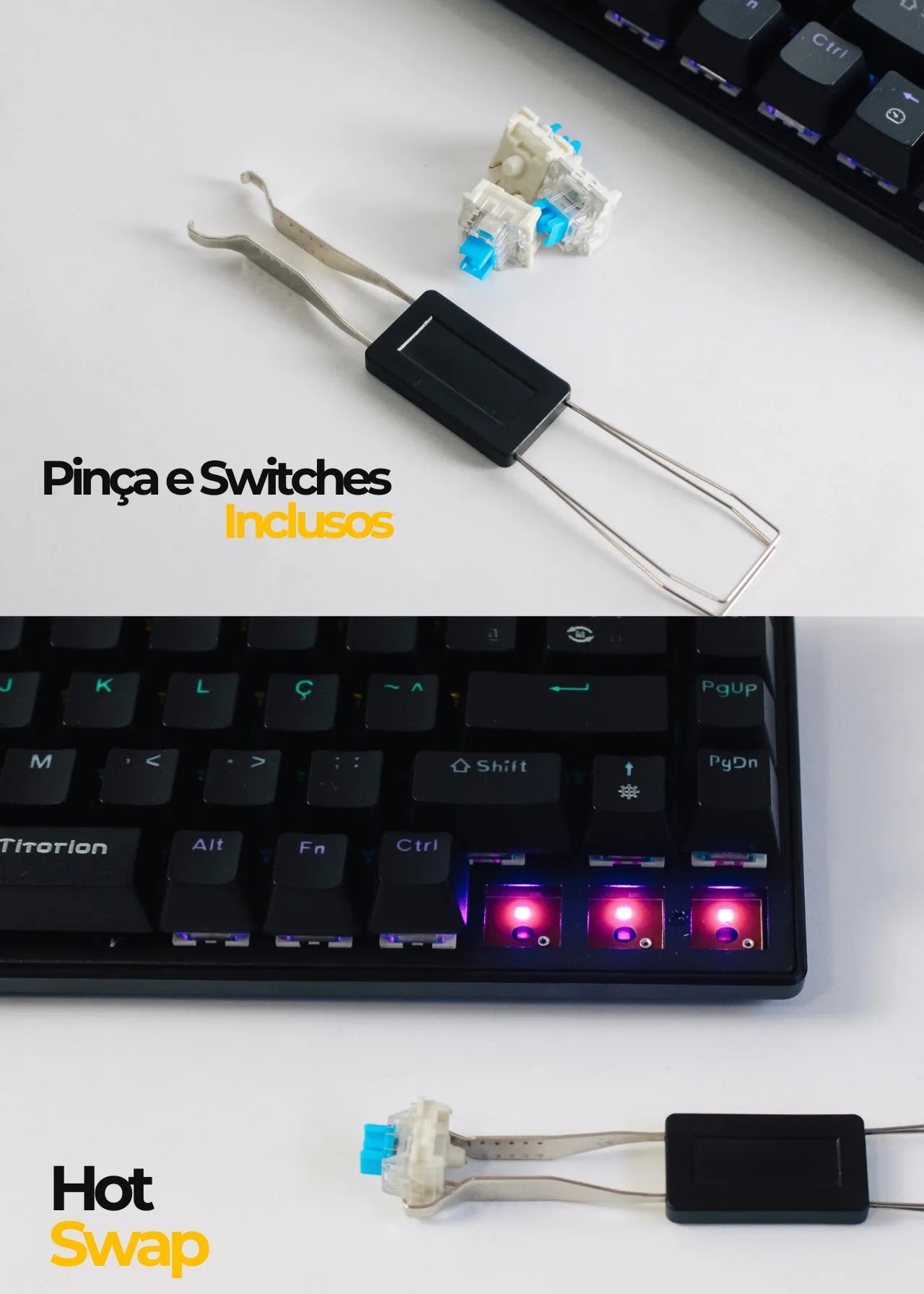 Teclado Mecânico Gamer 60% Computador Rgb Hot Swap Usb Pc