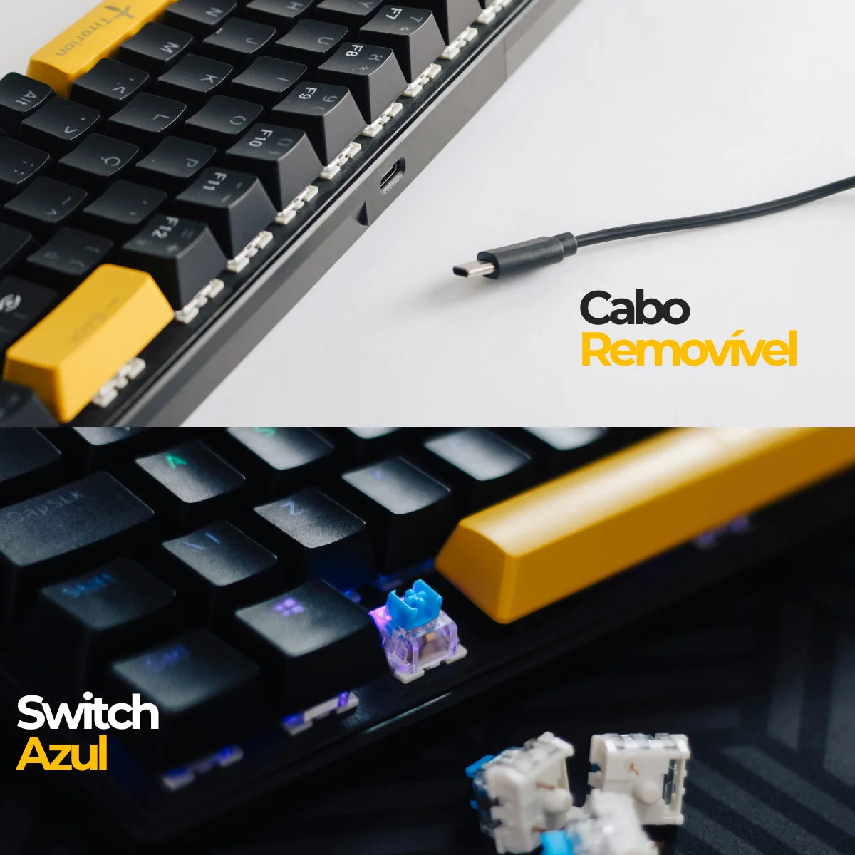Teclado Mecânico Gamer 60% Computador Rgb Hot Swap Usb Pc