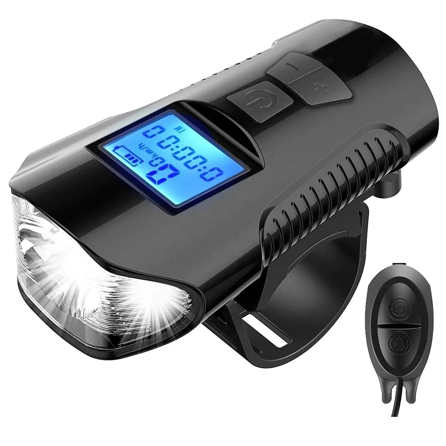 Headlight Bicycle Horn LED Flashlight Bike Speedometer USB