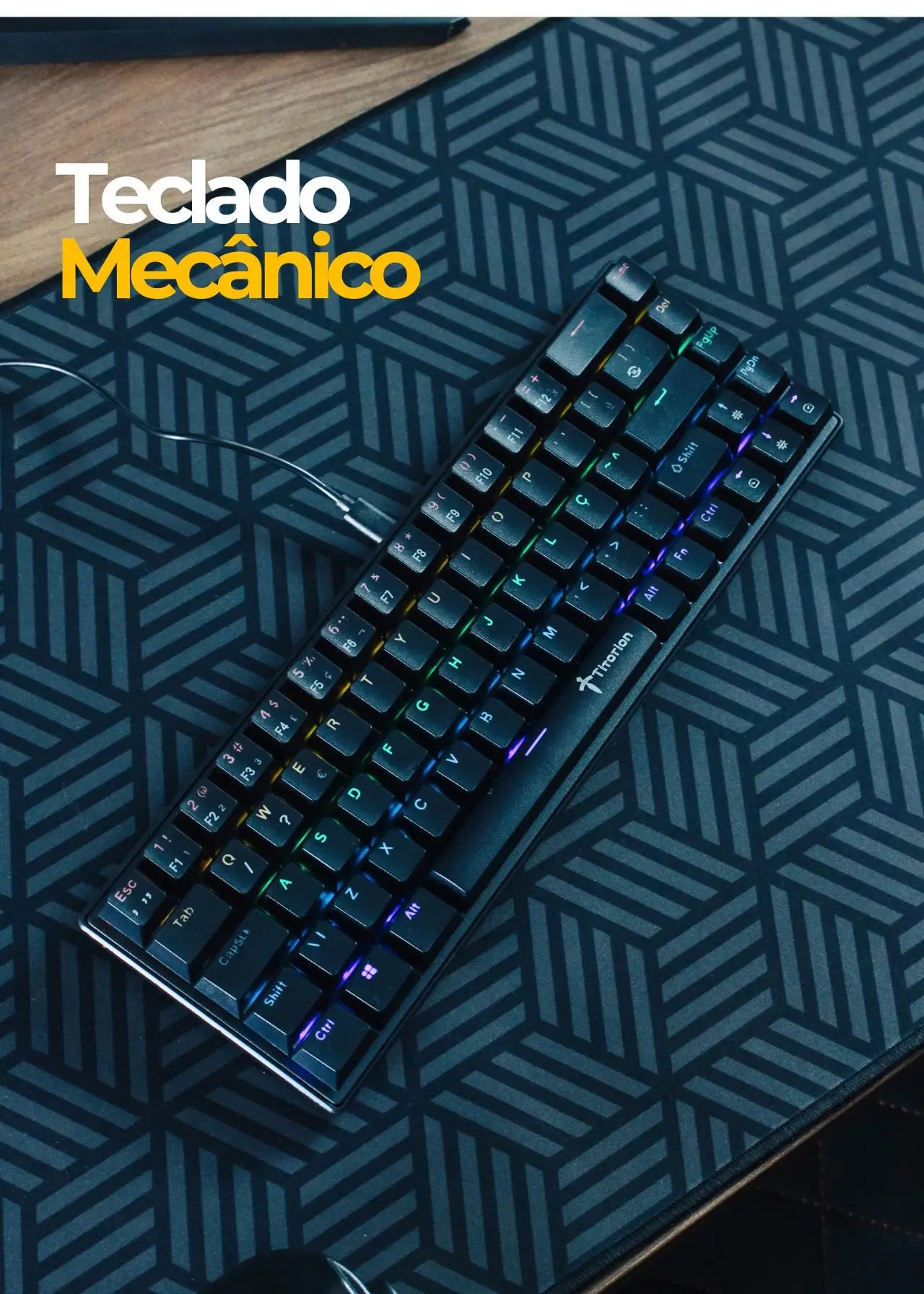 Teclado Mecânico Gamer 60% Computador Rgb Hot Swap Usb Pc