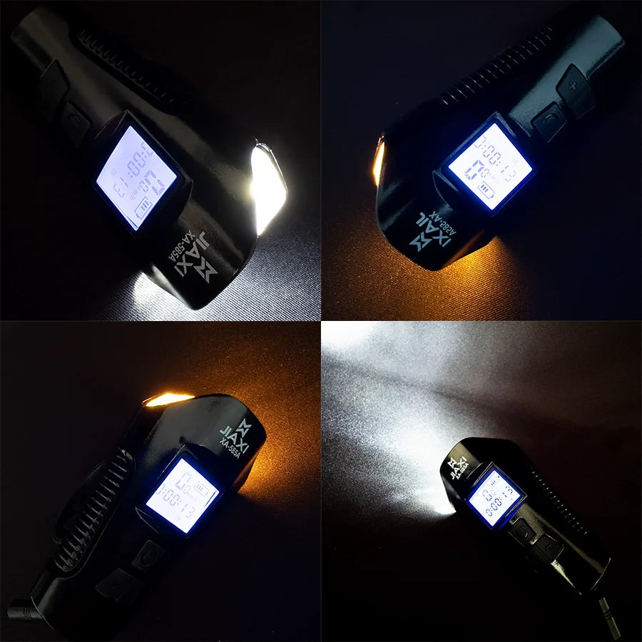 Headlight Bicycle Horn LED Flashlight Bike Speedometer USB