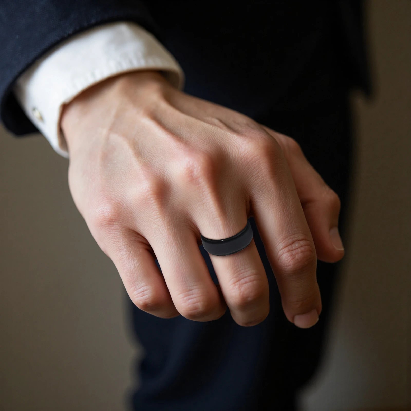 7 Pack Men's Silicone Rings Mens Rubber Wedding Bands Breathable Design, 8mm Wide, 2mm Thick