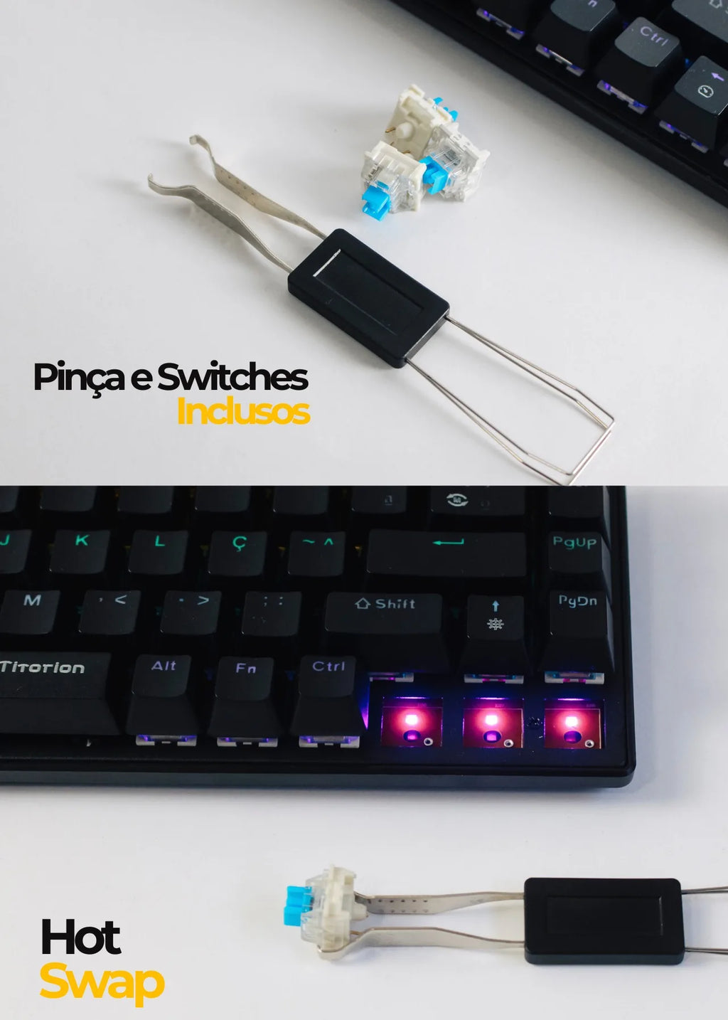 Teclado Mecânico Gamer 60% Computador Rgb Hot Swap Usb Pc
