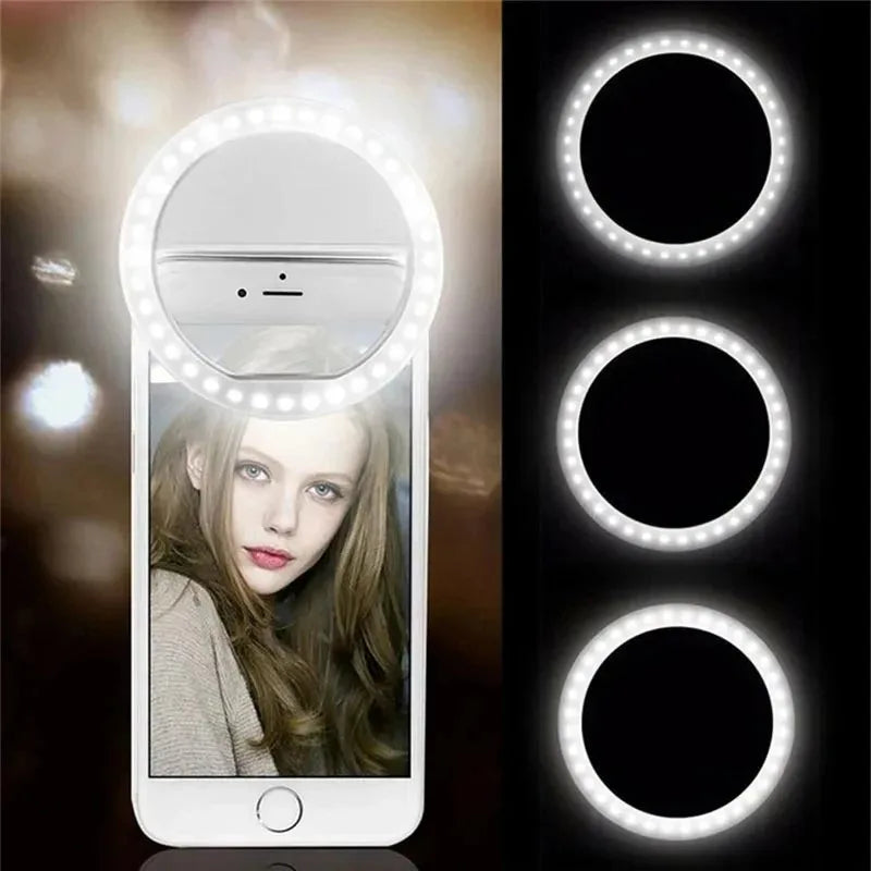 Led selfie luz, bolso para iphone ipad celular portátil clipe flash preenchimento vídeo foto ringlight fotografia lâmpada