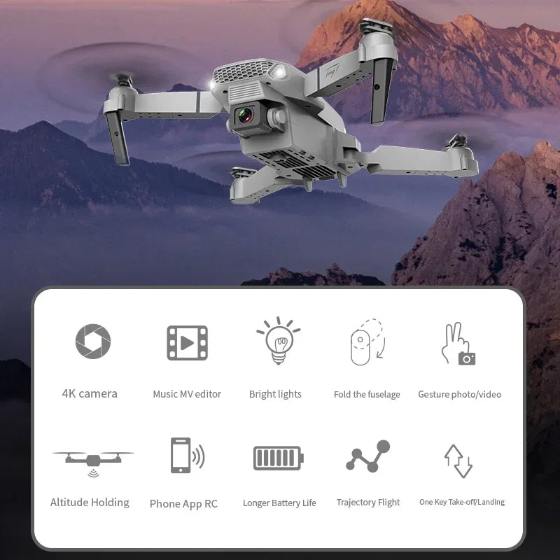 2025 New E88 Pro WIFI FPV Drone Wide Angle HD 4K/1080P Camera  Height Hold Foldable Quadcopter RC Helicopter Toy Gift